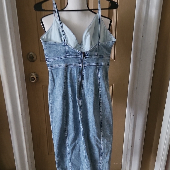 Angel Biba Blue Spaghetti Strap Sheath Dress - Picture 2 of 6